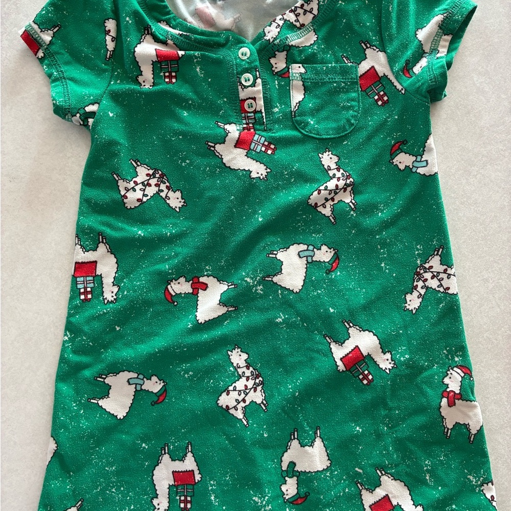 LuLaRoe Christmas Green Kids Pajamas Nightgown with White and Red Accents